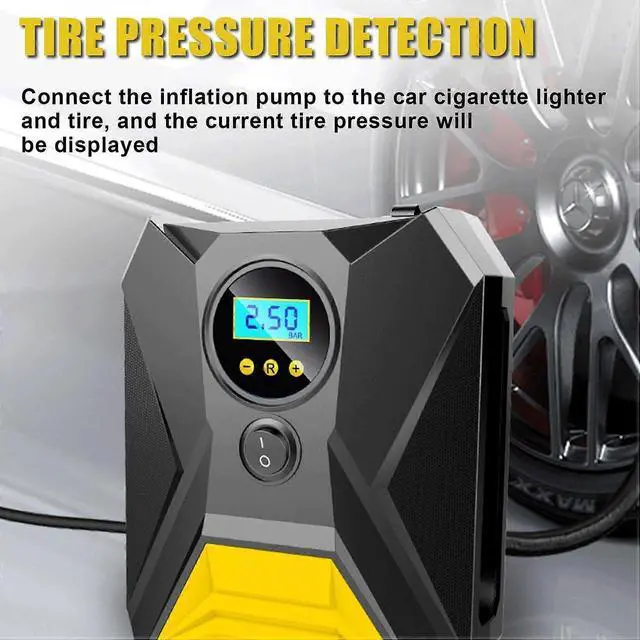 Alt view image 3 of 5 - Ecocleanpath 12V Portable Tire Inflator with Digital Gauge & LED Light, 150PSI Auto Shutoff for Car, Bike, Air Mattress