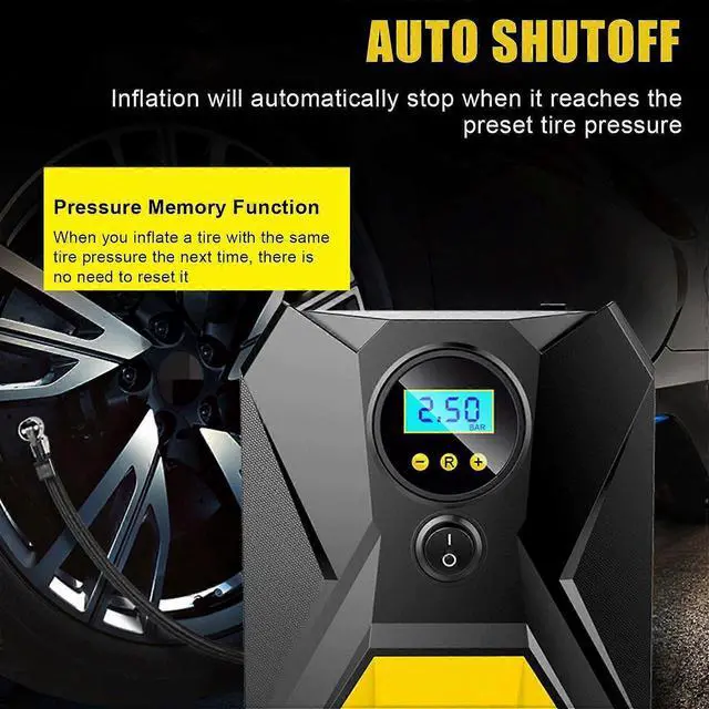 Alt view image 4 of 5 - Ecocleanpath 12V Portable Tire Inflator with Digital Gauge & LED Light, 150PSI Auto Shutoff for Car, Bike, Air Mattress