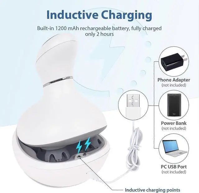 Alt view image 5 of 5 - Ecocleanpath Wireless Scalp Massager for Hair Growth & Stress Relief - 4 Modes, Waterproof, White