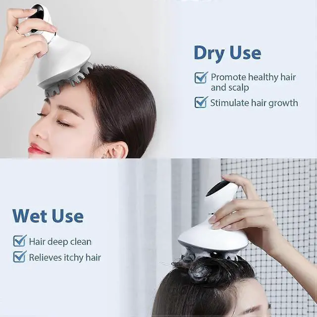 Alt view image 3 of 5 - Ecocleanpath Wireless Scalp Massager for Hair Growth & Stress Relief - 4 Modes, Waterproof, White
