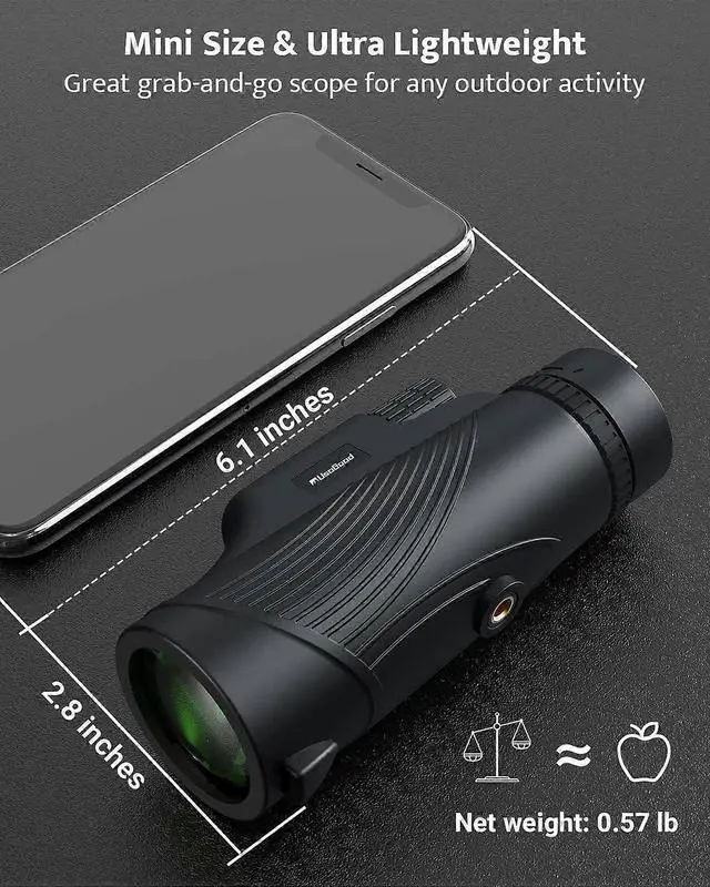 Alt view image 2 of 5 - Ecocleanpath Usogood 10x42 Monocular Telescope for Adults, Compact Waterproof with Wrist Strap, Lightweight HD Optics