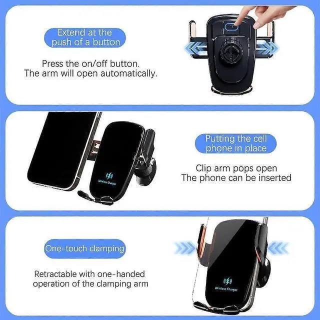 Alt view image 4 of 5 - Ecocleanpath 15W Fast Wireless Car Charger & Phone Mount for iPhone 15, Samsung - Black