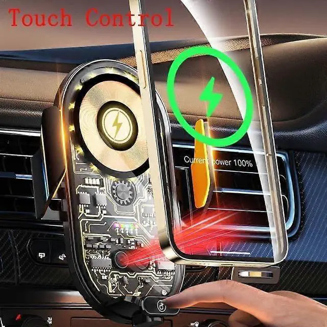 Alt view image 3 of 5 - Ecocleanpath 66W Super Fast Car Wireless Charger & Phone Holder with Auto Clamp, 15W Qi Charging (Silver)