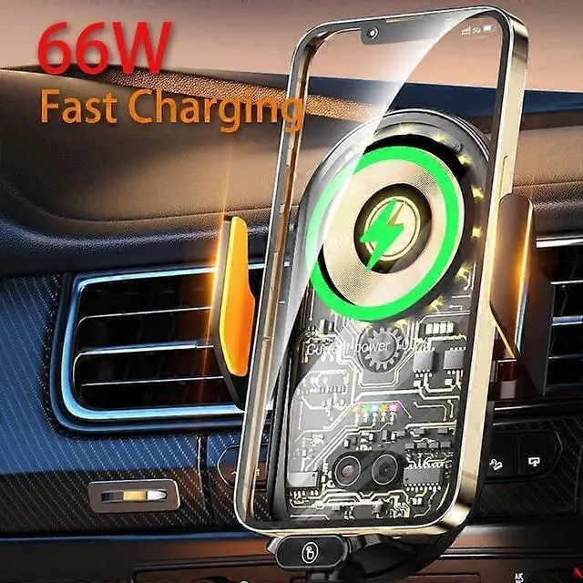 Alt view image 4 of 5 - Ecocleanpath 66W Super Fast Car Wireless Charger & Phone Holder with Auto Clamp, 15W Qi Charging (Silver)
