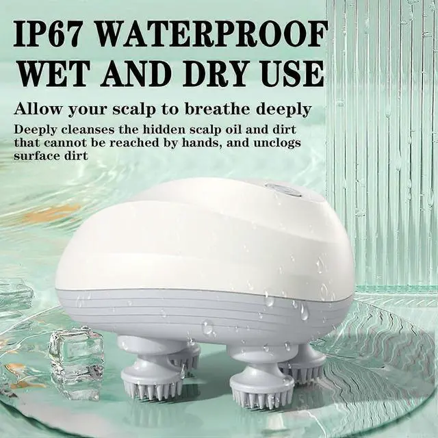 Alt view image 2 of 5 - Ecocleanpath Electric Pet Massager with 4 Silicone Heads, 3 Speeds for Dog & Cat Muscle Relaxation, USB Rechargeable, Water Resistant (White)