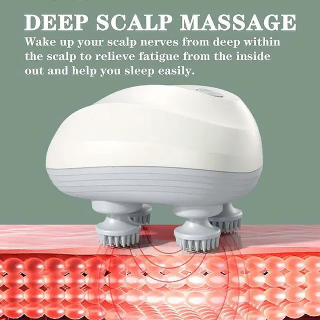 Alt view image 3 of 5 - Ecocleanpath Electric Pet Massager with 4 Silicone Heads, 3 Speeds for Dog & Cat Muscle Relaxation, USB Rechargeable, Water Resistant (White)