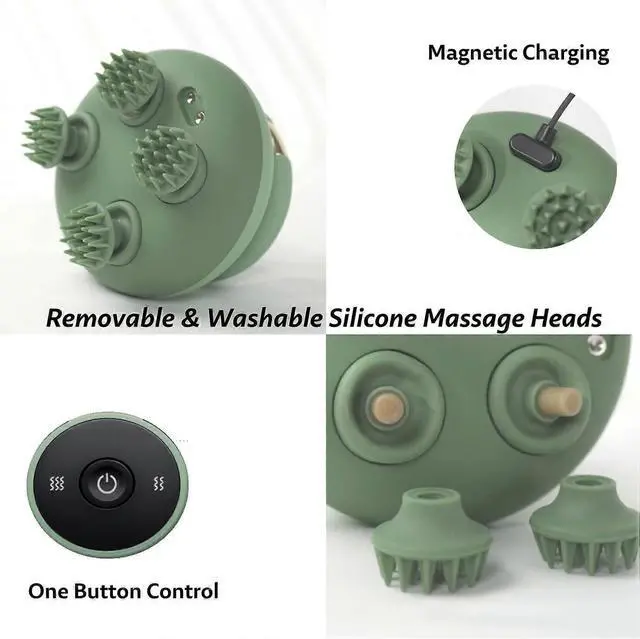 Alt view image 2 of 5 - Ecocleanpath Electric Scalp & Body Massager, IPX7 Waterproof, 84 Node Cordless Head Massager for Relaxation & Hair Growth (Blue)