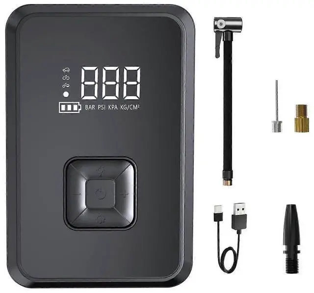 Main image of Ecocleanpath 150 PSI Cordless Tire Inflator with Auto Shut-Off, Power Bank & Flashlight for Car, Bike, Ball (Black)