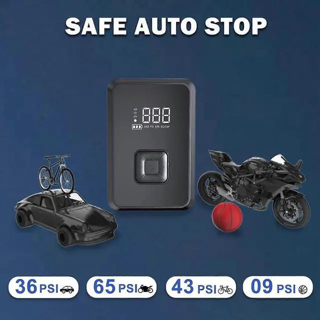 Alt view image 2 of 5 - Ecocleanpath 150 PSI Cordless Tire Inflator with Auto Shut-Off, Power Bank & Flashlight for Car, Bike, Ball (Black)