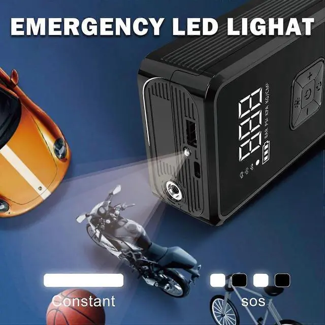 Alt view image 3 of 5 - Ecocleanpath 150 PSI Cordless Tire Inflator with Auto Shut-Off, Power Bank & Flashlight for Car, Bike, Ball (Black)