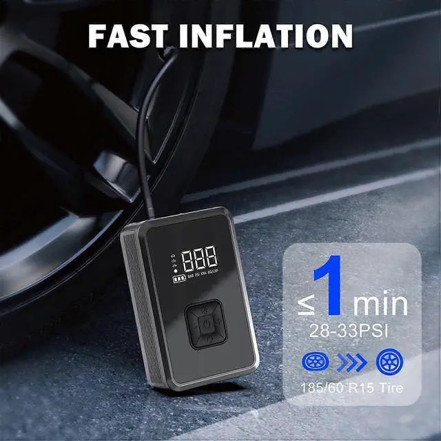 Alt view image 4 of 5 - Ecocleanpath 150 PSI Cordless Tire Inflator with Auto Shut-Off, Power Bank & Flashlight for Car, Bike, Ball (Black)