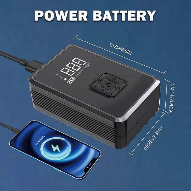 Alt view image 5 of 5 - Ecocleanpath 150 PSI Cordless Tire Inflator with Auto Shut-Off, Power Bank & Flashlight for Car, Bike, Ball (Black)