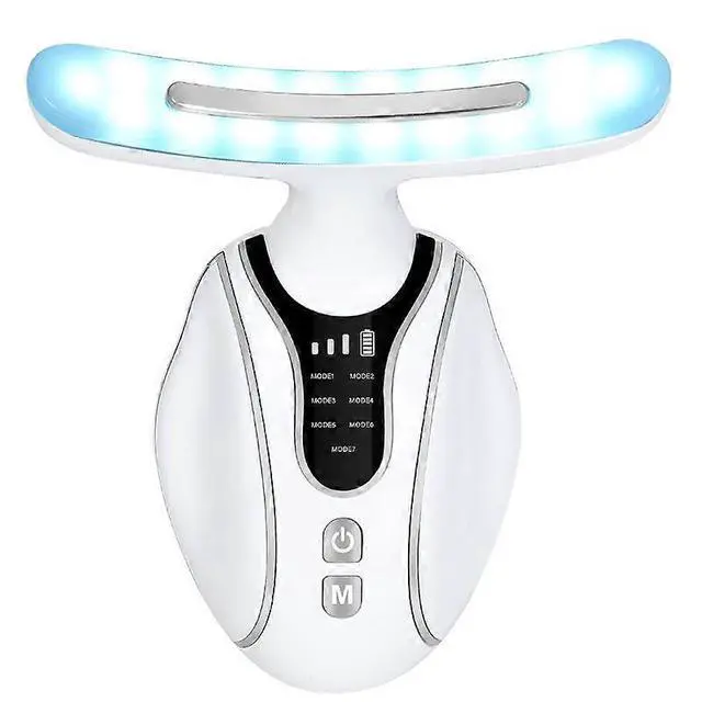 Alt view image 2 of 5 - Ecocleanpath White Electric Face & Neck Massager - 7-Color LED Therapy, Non-Slip Design for Skin Care & Relaxation
