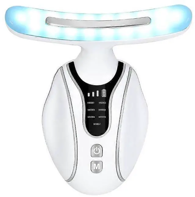 Alt view image 4 of 5 - Ecocleanpath White Electric Face & Neck Massager - 7-Color LED Therapy, Non-Slip Design for Skin Care & Relaxation