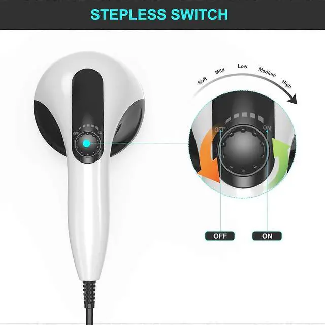 Alt view image 3 of 5 - Ecocleanpath Electric Back Massager Handheld - 4 Heads, 3000 RPM, Full Body Cellulite Massager (Black)