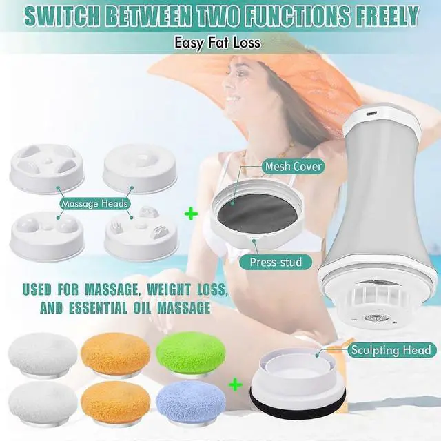 Alt view image 5 of 5 - Ecocleanpath Rechargeable Wireless Cellulite Massager - Grey Body Shaper for Abdomen, Legs, Buttocks with Night Light