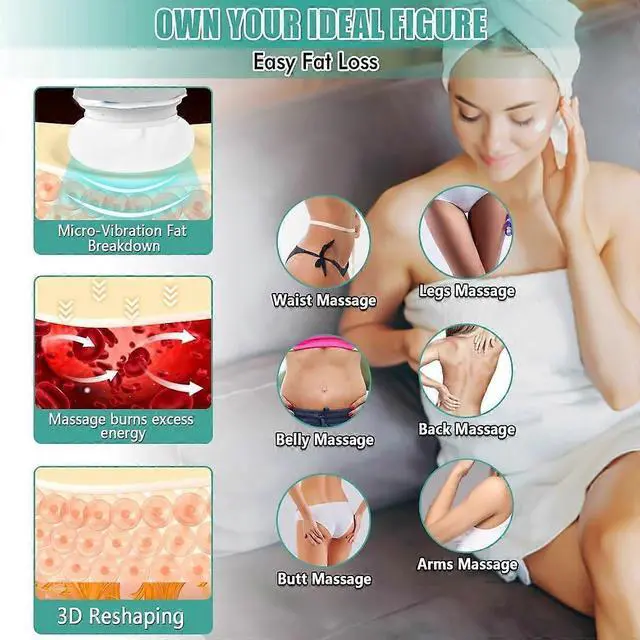 Alt view image 3 of 5 - Ecocleanpath Rechargeable Wireless Cellulite Massager - Grey Body Shaper for Abdomen, Legs, Buttocks with Night Light