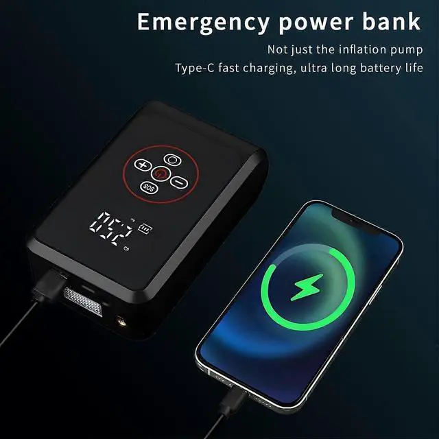 Alt view image 2 of 5 - Ecocleanpath Rechargeable Portable Tire Inflator, 150 PSI Air Compressor for Car, Bike, Ball - Black