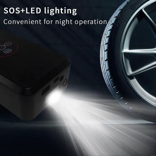 Alt view image 3 of 5 - Ecocleanpath Rechargeable Portable Tire Inflator, 150 PSI Air Compressor for Car, Bike, Ball - Black