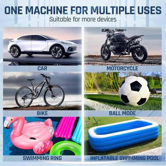 Alt view image 4 of 5 - Ecocleanpath Cordless Portable Tire Inflator - Fast Car, Bike, Motorcycle Air Pump with Digital Gauge (Black)