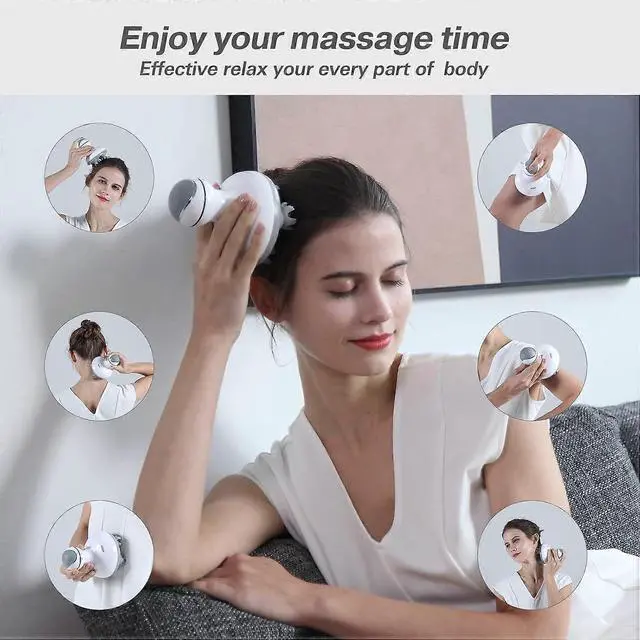 Alt view image 2 of 5 - Ecocleanpath Electric Scalp Massager with 4 Heads, 84 Nodes - Waterproof & Rechargeable for Hair Growth & Relaxation (White)