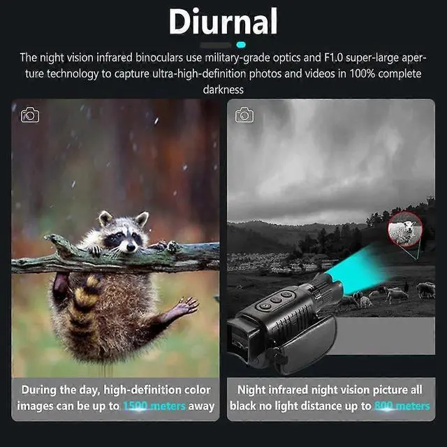 Alt view image 2 of 4 - Ecocleanpath Night Vision Monocular with Card Reader, 800m Range & 7-Level IR, IP54 Waterproof (Black)