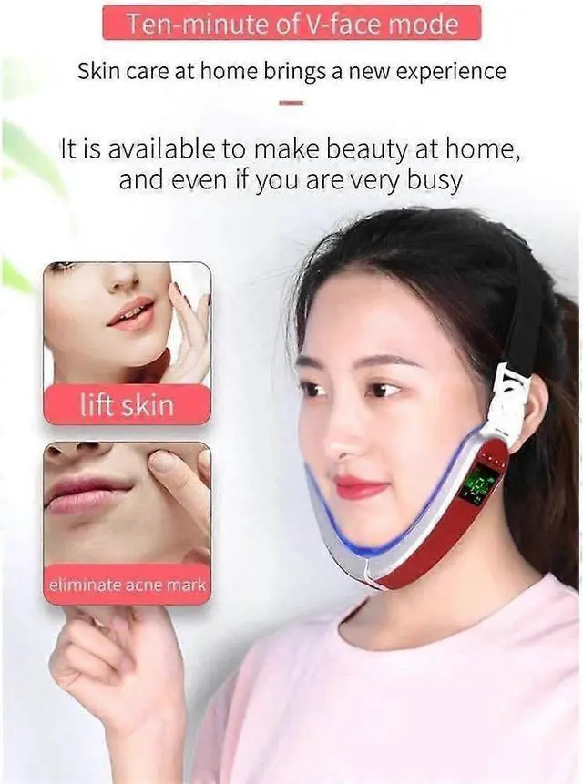 Alt view image 3 of 4 - Ecocleanpath Electric Microcurrent V Face Massager with Hot Compress - Red | 4 Modes, 9 Intensities for Lifting & Slimming