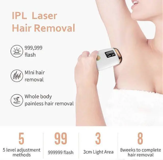Alt view image 2 of 5 - Ecocleanpath IPL Hair Removal Device, 999,999 Flashes Permanent Painless At-Home Laser Hair Remover, White