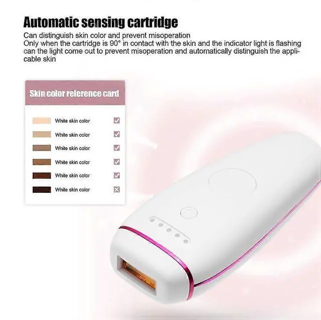 Alt view image 3 of 5 - Ecocleanpath White IPL Hair Removal Machine - 500K Flashes, Painless 5 Gears, Full Body Use 100-240V