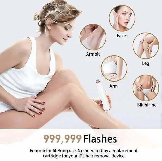 Alt view image 3 of 5 - Ecocleanpath White IPL Hair Removal Device: 999,999 Flashes, 5 Levels, Permanent Facial & Body Hair Remover for Women & Men