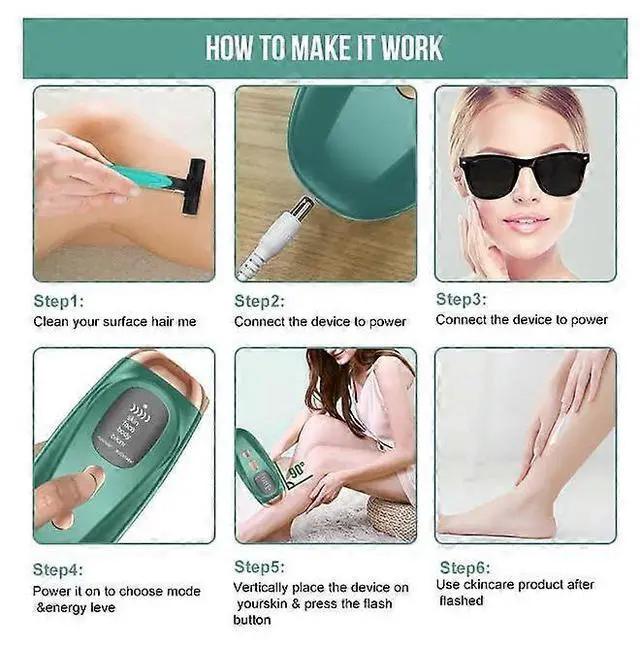 Alt view image 4 of 5 - Ecocleanpath Green IPL Laser Hair Removal Device for Women & Men, Permanent Full Body Use with 2 Modes & 9 Levels