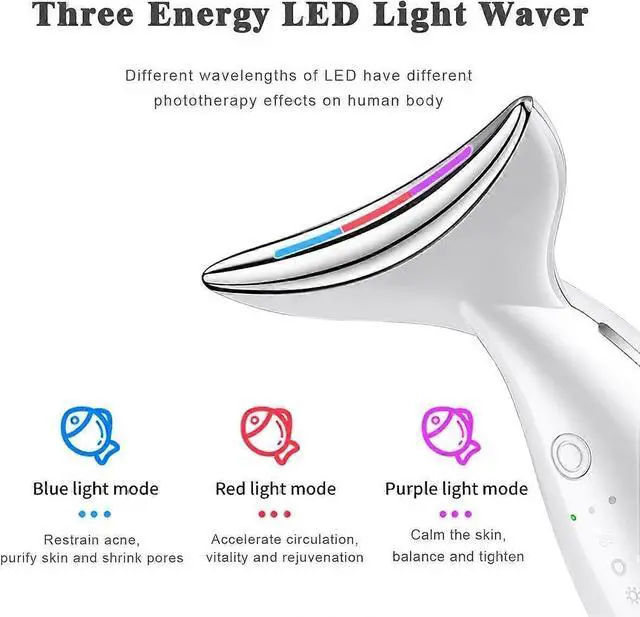 Alt view image 4 of 5 - Ecocleanpath Face & Neck Massager with 3 LED Lights & Heat, Rechargeable Skin Firming Device for Women