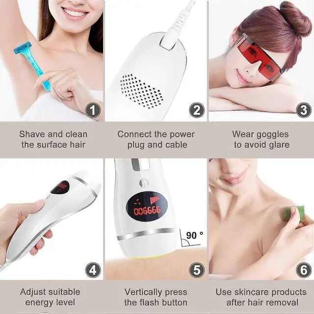 Alt view image 5 of 5 - Ecocleanpath White IPL Laser Hair Removal Device, 999,999 Flashes for Women & Men, At-Home Use