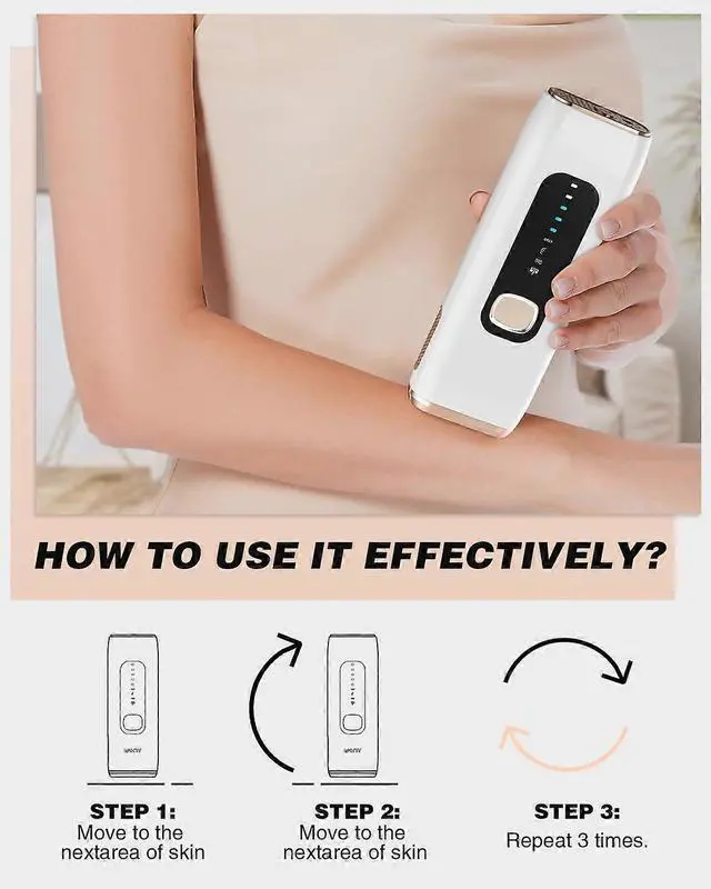 Alt view image 5 of 5 - Ecocleanpath White IPL Laser Hair Removal Device, 999,900 Flashes for Full Body, 5 Power Levels