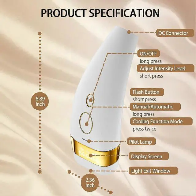 Alt view image 3 of 5 - Ecocleanpath White IPL Laser Hair Removal Device with Ice Cooling - 5 Levels for Women & Men