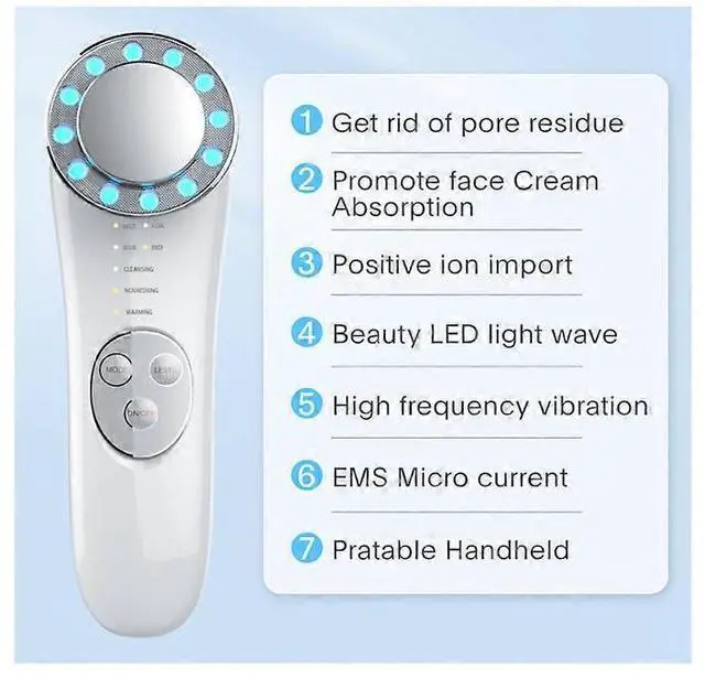 Alt view image 2 of 5 - Ecocleanpath 7-in-1 High Frequency Facial Massager Machine - Anti-Aging & Skin Tightening, White