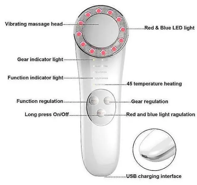 Alt view image 3 of 5 - Ecocleanpath 7-in-1 Gold Facial Massager: Anti-Aging Face & Neck Tightening Machine for Home Use