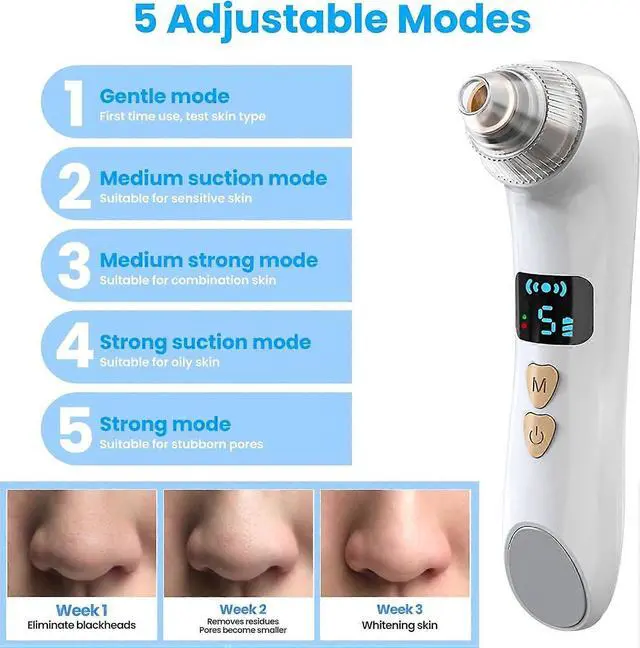 Alt view image 3 of 5 - Ecocleanpath Smart WiFi Blackhead Remover Vacuum with LED Display, 3 Heat & 5 Suction Modes, USB Rechargeable - Green