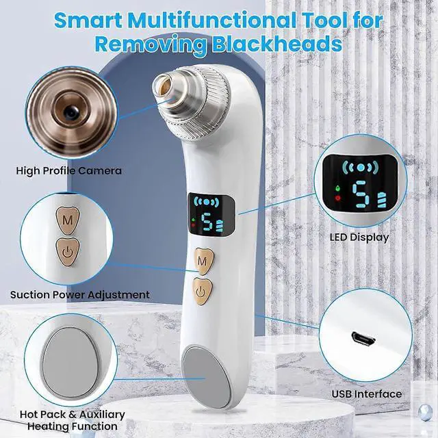 Alt view image 4 of 5 - Ecocleanpath Smart WiFi Blackhead Remover Vacuum with LED Display, 3 Heat & 5 Suction Modes, USB Rechargeable - Green