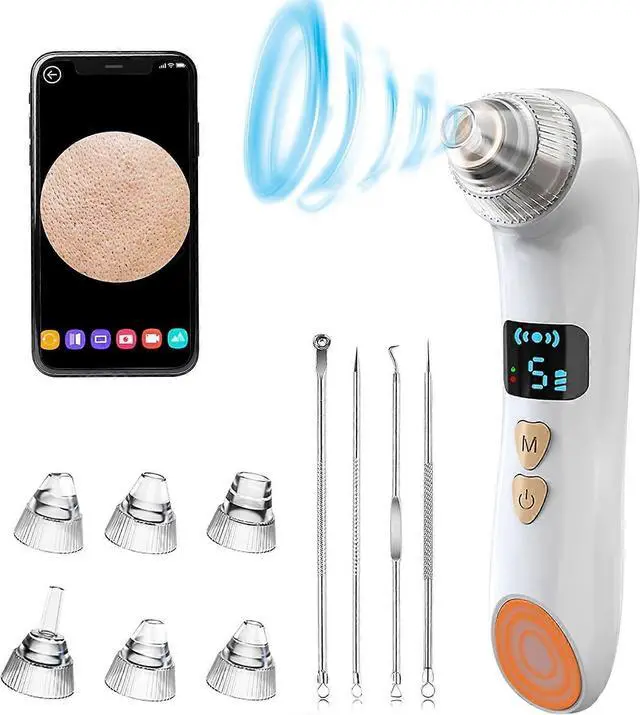 Main image of Ecocleanpath Smart WiFi Blackhead Remover Vacuum with Camera, 3 Heat & 5 Suction Modes, USB Rechargeable - White