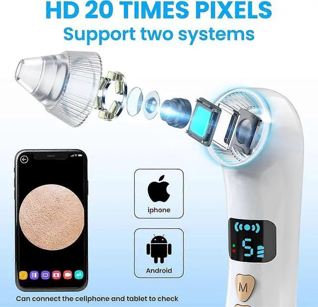 Alt view image 2 of 5 - Ecocleanpath Smart WiFi Blackhead Remover Vacuum with Camera, 3 Heat & 5 Suction Modes, USB Rechargeable - White