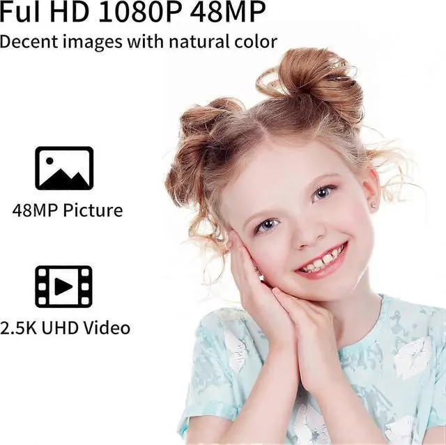 Alt view image 3 of 5 - Ecocleanpath 2.5K UHD Kids Digital Camera with 64GB Card, 16x Zoom Anti-Shake, Black for Boys & Girls