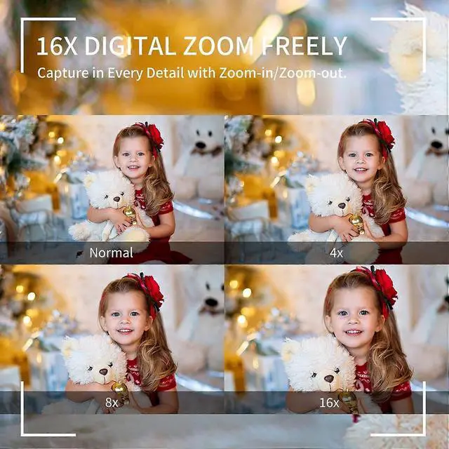 Alt view image 4 of 5 - Ecocleanpath 2.5K UHD Kids Digital Camera with 64GB Card, 16x Zoom Anti-Shake, Black for Boys & Girls