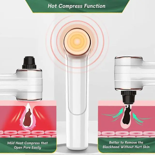 Alt view image 3 of 5 - Ecocleanpath Upgraded Blackhead Remover Pore Vacuum with Hot Compress, 9 Suction & 5 Probes for Acne & Whiteheads