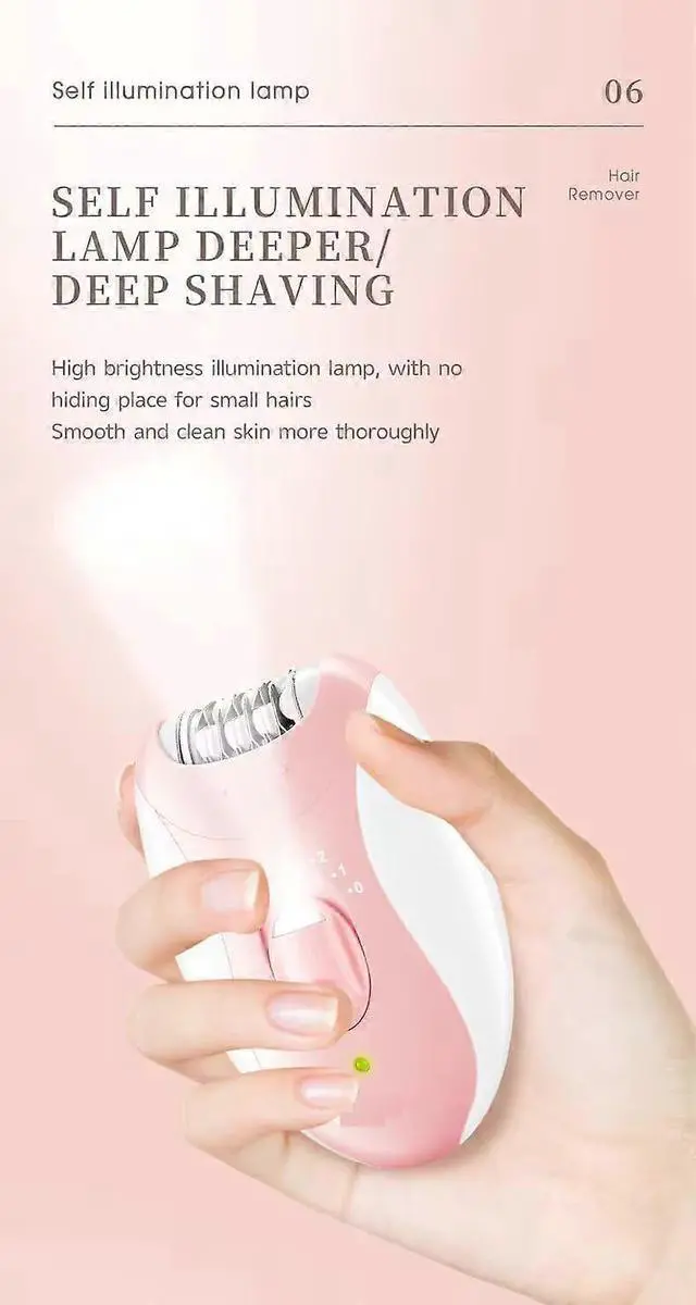 Alt view image 2 of 5 - Ecocleanpath Rechargeable Electric Epilator, Dual Speed, Waterproof, Stainless Steel Blade, Long Battery Life (Pink)