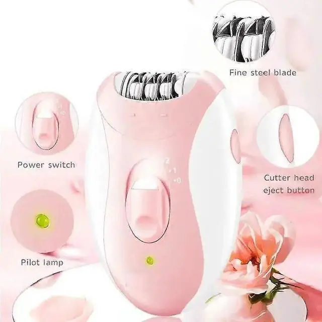 Alt view image 4 of 5 - Ecocleanpath Rechargeable Electric Epilator, Dual Speed, Waterproof, Stainless Steel Blade, Long Battery Life (Pink)