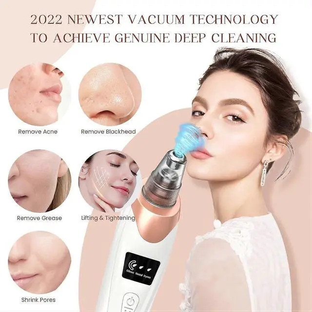 Alt view image 2 of 5 - Ecocleanpath 2024 USB Rechargeable Blackhead Remover Vacuum: 5 Suction Levels, 5 Probes, Deep Pore Cleaner for Acne & Blackheads
