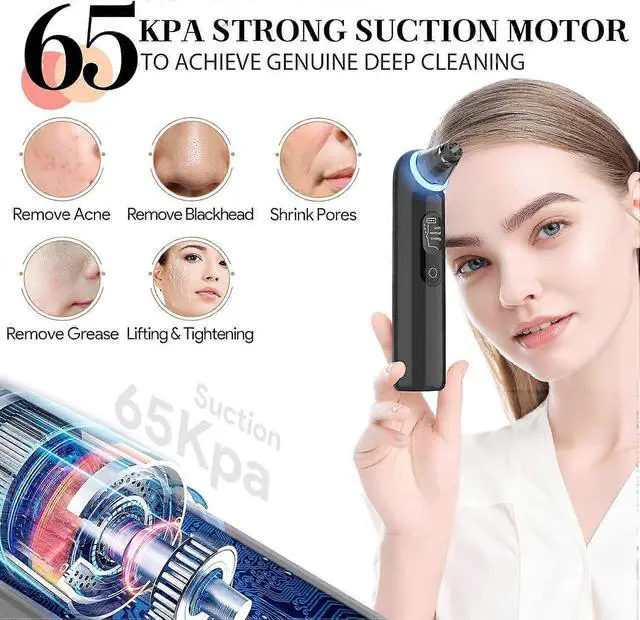 Alt view image 3 of 5 - Ecocleanpath Upgraded Blackhead Remover Pore Vacuum with Blue Light, 4 Probes & 3 Modes - Electric Facial Cleaner Tool for Women & Men - White