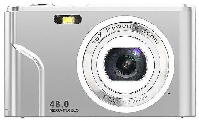 Main image of Ecocleanpath 48MP Digital Camera with 16x Zoom, 1080P Video, 2.4" IPS Display & 32GB Card, Silver - Ideal for Travel & Graduation