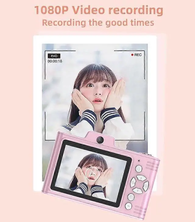 Alt view image 2 of 5 - Ecocleanpath Pink Digital Camera 48MP 1080P, 8x Zoom, 32GB, 2.8" Screen - Ideal for Teens & Beginners